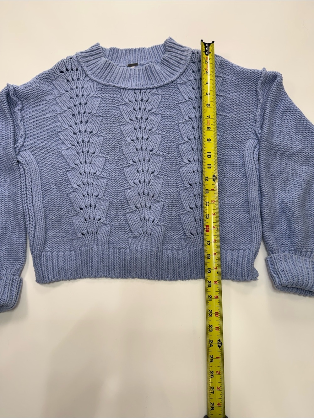 Free People Lavender Blue Cropped Crew Sweater - Picture 3 of 7